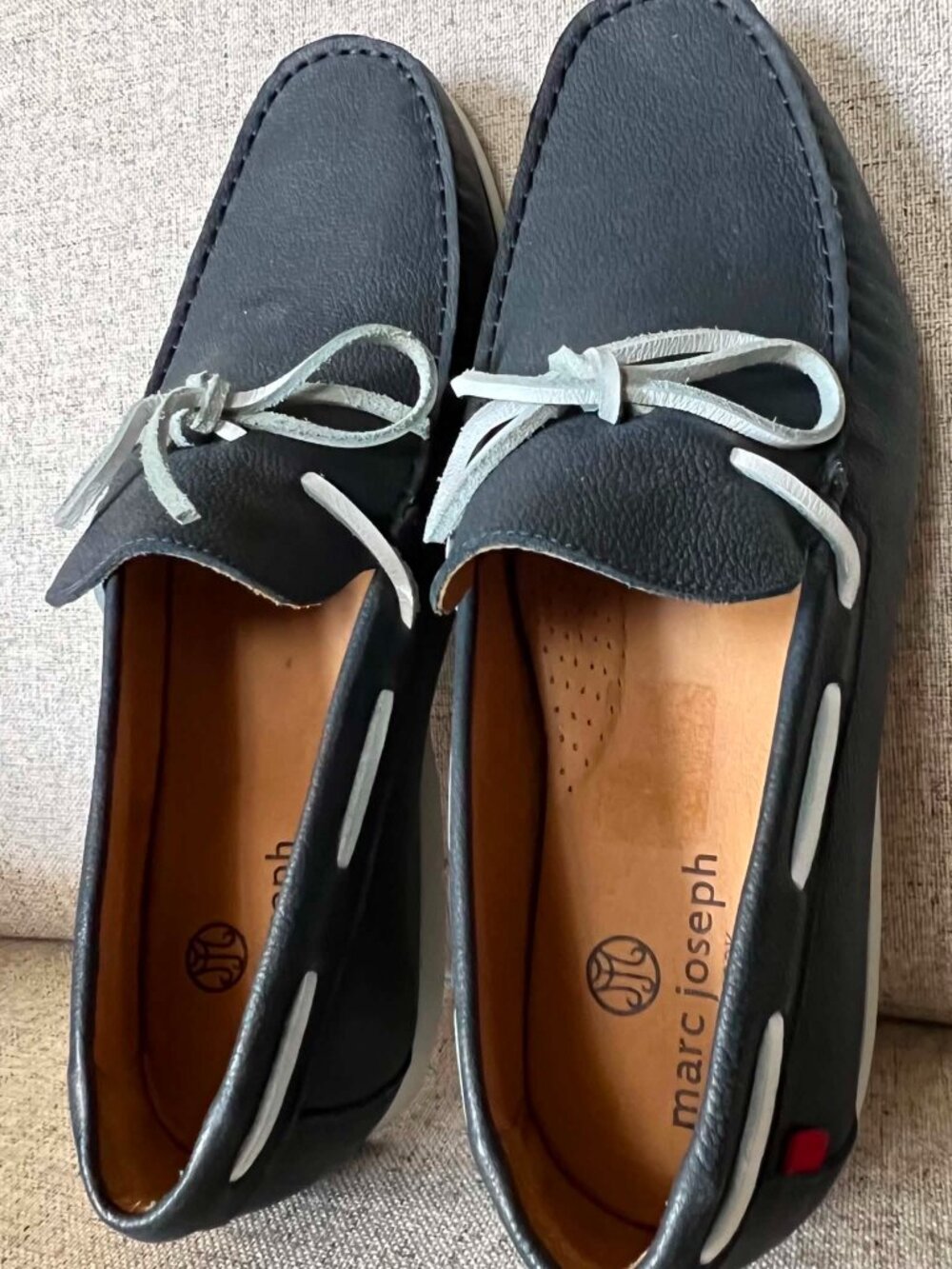 NWOT Marc Joseph Luxury Deck Shoes Navy Pebbled Brazil Men's Size 9
